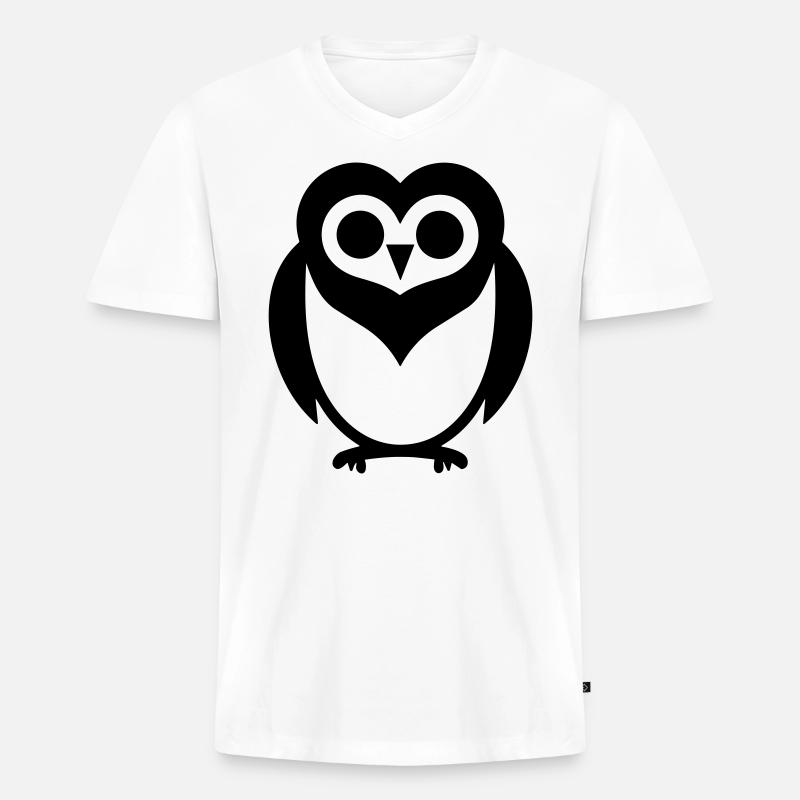Steinkauz - Männer Premium Bio T-Shirt mit V-Ausschnitt - Weiß