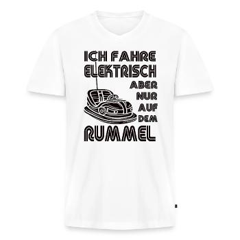 "Ich fahre Elektrisch" Autoscooter - Männer Premium Bio T-Shirt mit V-Ausschnitt - Weiß - Vorne - Nico (187cm)