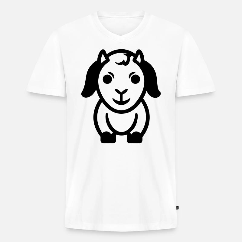 Ziegenbock - Männer Premium Bio T-Shirt mit V-Ausschnitt - Weiß