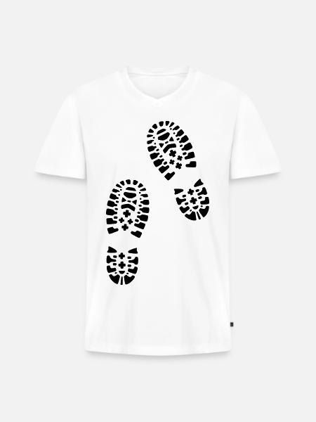 Wandern, Fußabdrücke, Hiking, footprints - Männer Premium Bio T-Shirt mit V-Ausschnitt - Weiß