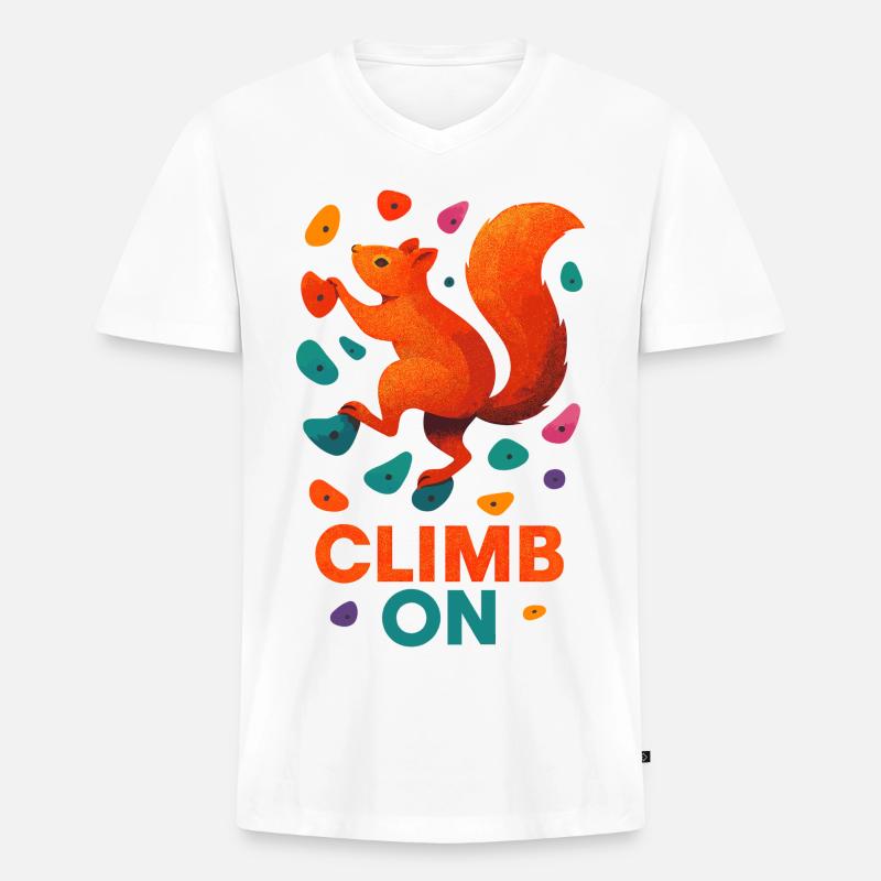 Bouldern Eichhörnchen Klettern Motivation Geschenk - Männer Premium Bio T-Shirt mit V-Ausschnitt - Weiß