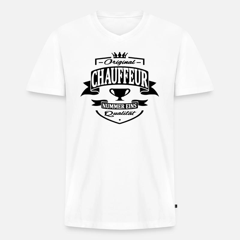 chauffeur - Männer Premium Bio T-Shirt mit V-Ausschnitt - Weiß