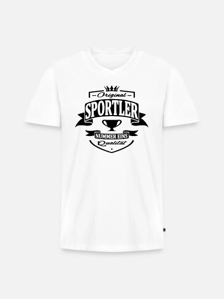 sportler - Männer Premium Bio T-Shirt mit V-Ausschnitt - Weiß