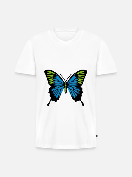 Papillon - T-shirt encolure en V Premium bio Homme - blanc