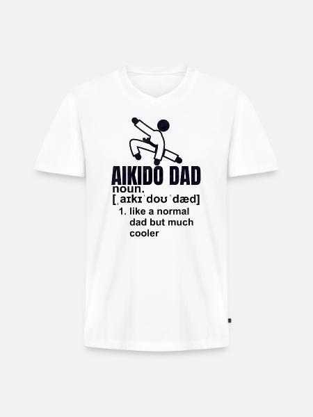 Aikido father gift - Men's Premium Organic T-shirt with V-neck - white
