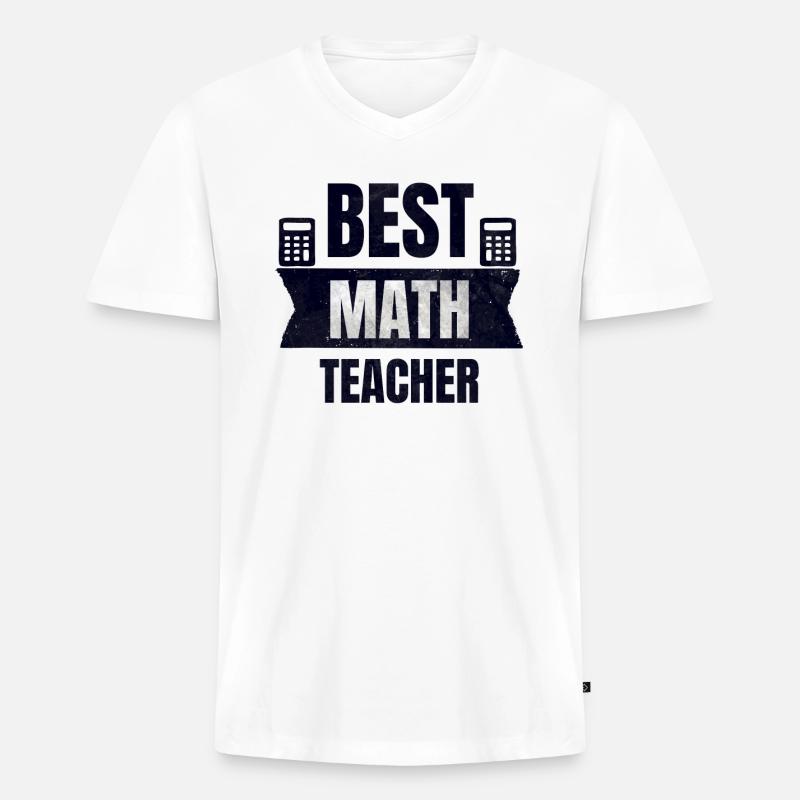Bester Mathelehrer Geschenk - Männer Premium Bio T-Shirt mit V-Ausschnitt - Weiß