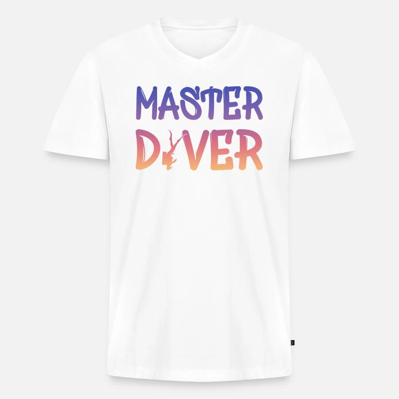 Master Diver - Männer Premium Bio T-Shirt mit V-Ausschnitt - Weiß