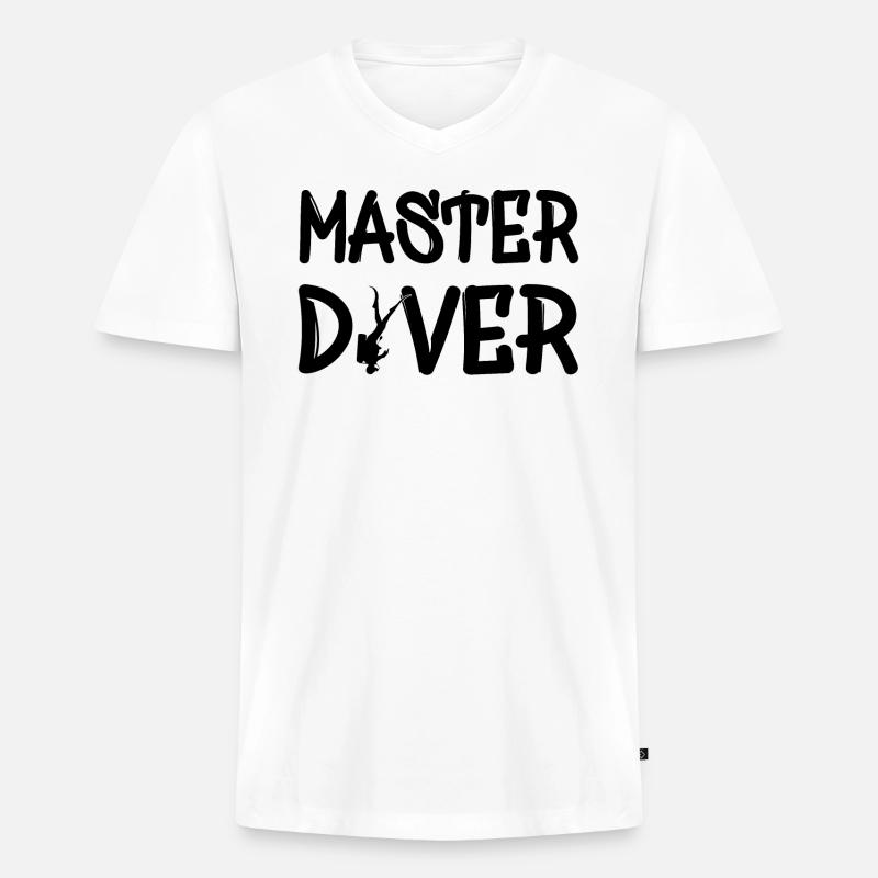 Master Diver - Männer Premium Bio T-Shirt mit V-Ausschnitt - Weiß