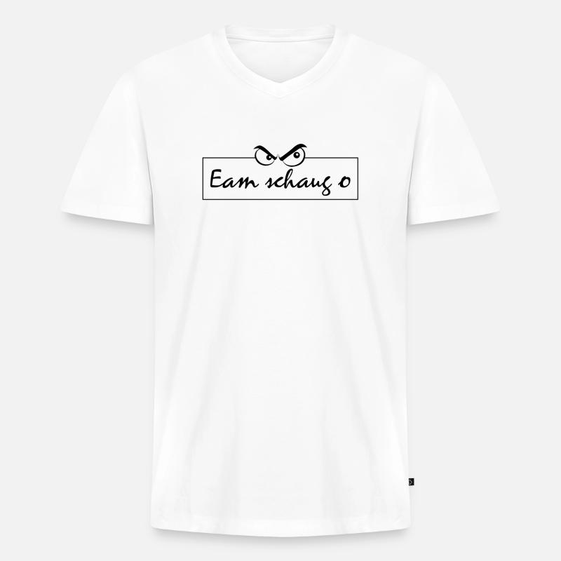 Eam schaug o - Männer Premium Bio T-Shirt mit V-Ausschnitt - Weiß