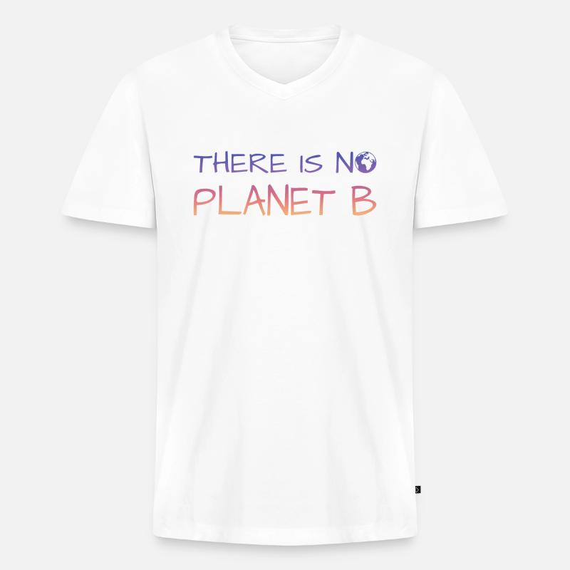 there is no planet b - Männer Premium Bio T-Shirt mit V-Ausschnitt - Weiß