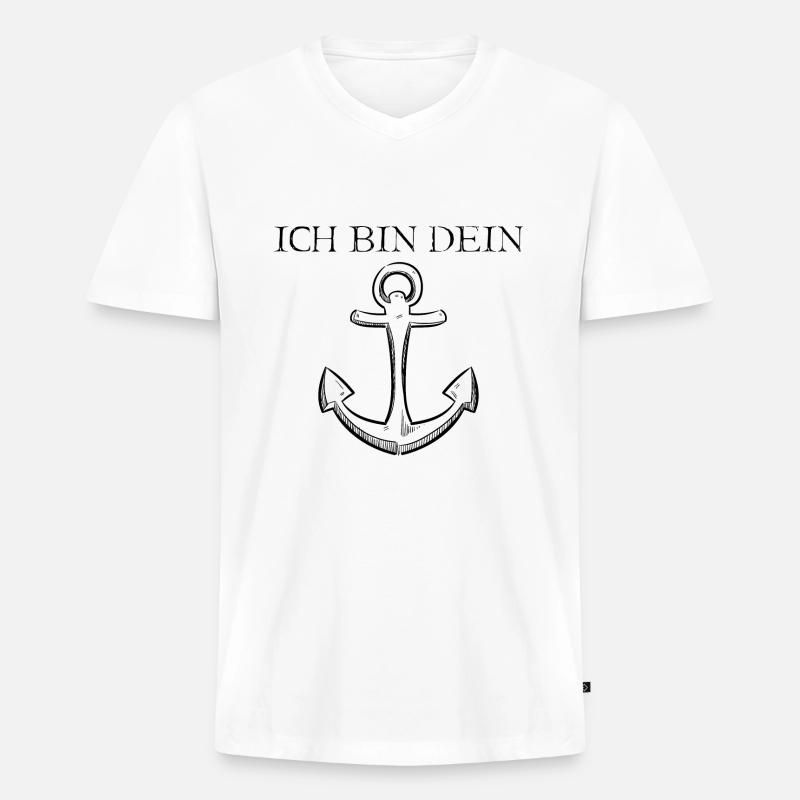Ich bin dein Anker - Männer Premium Bio T-Shirt mit V-Ausschnitt - Weiß