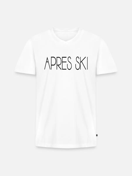 Apres Ski - Männer Premium Bio T-Shirt mit V-Ausschnitt - Weiß