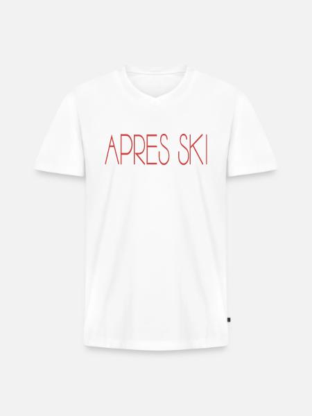 apres ski - Männer Premium Bio T-Shirt mit V-Ausschnitt - Weiß