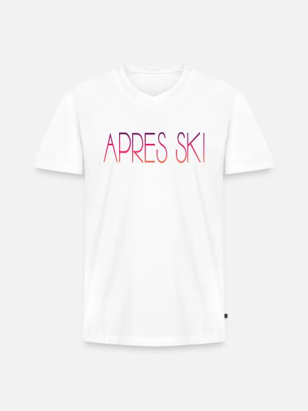 Apres Ski - Männer Premium Bio T-Shirt mit V-Ausschnitt - Weiß