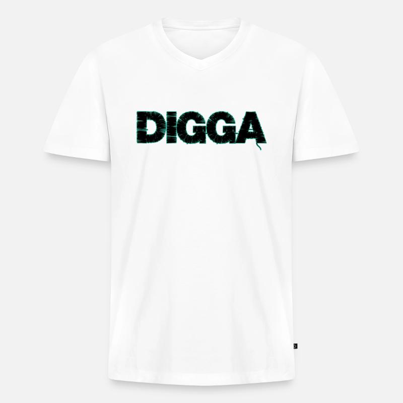 Digga - Männer Premium Bio T-Shirt mit V-Ausschnitt - Weiß
