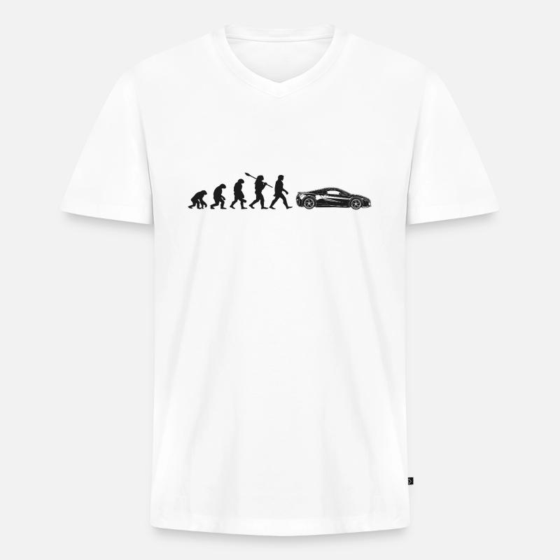 Auto De Sport Evolution - Männer Premium Bio T-Shirt mit V-Ausschnitt - Weiß