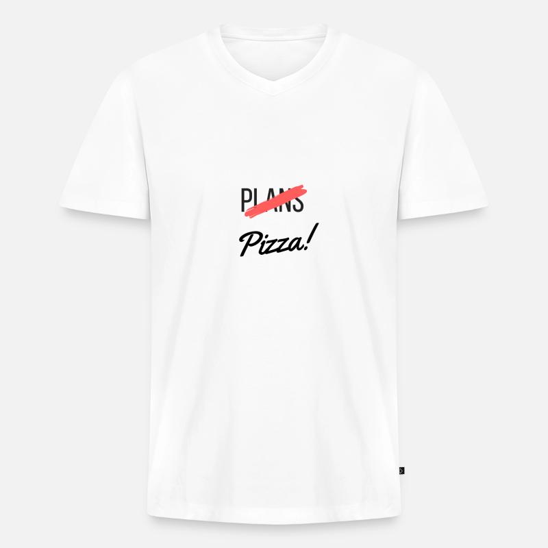 Pizza and Plans - Männer Premium Bio T-Shirt mit V-Ausschnitt - Weiß