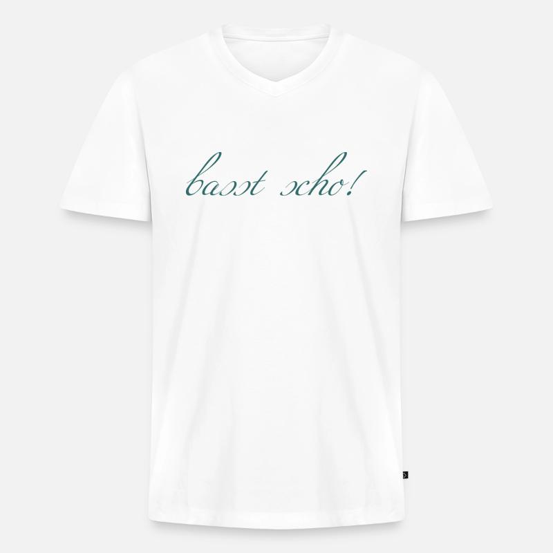 basst scho - Männer Premium Bio T-Shirt mit V-Ausschnitt - Weiß