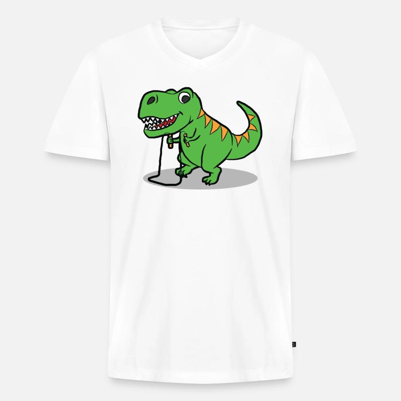 Dinosaurier - Männer Premium Bio T-Shirt mit V-Ausschnitt - Weiß