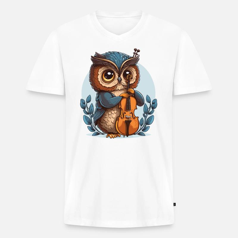 Klassische Eule - Männer Premium Bio T-Shirt mit V-Ausschnitt - Weiß
