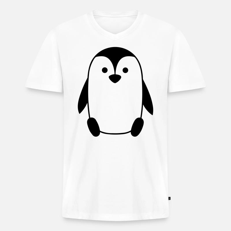 Pinguin - Männer Premium Bio T-Shirt mit V-Ausschnitt - Weiß