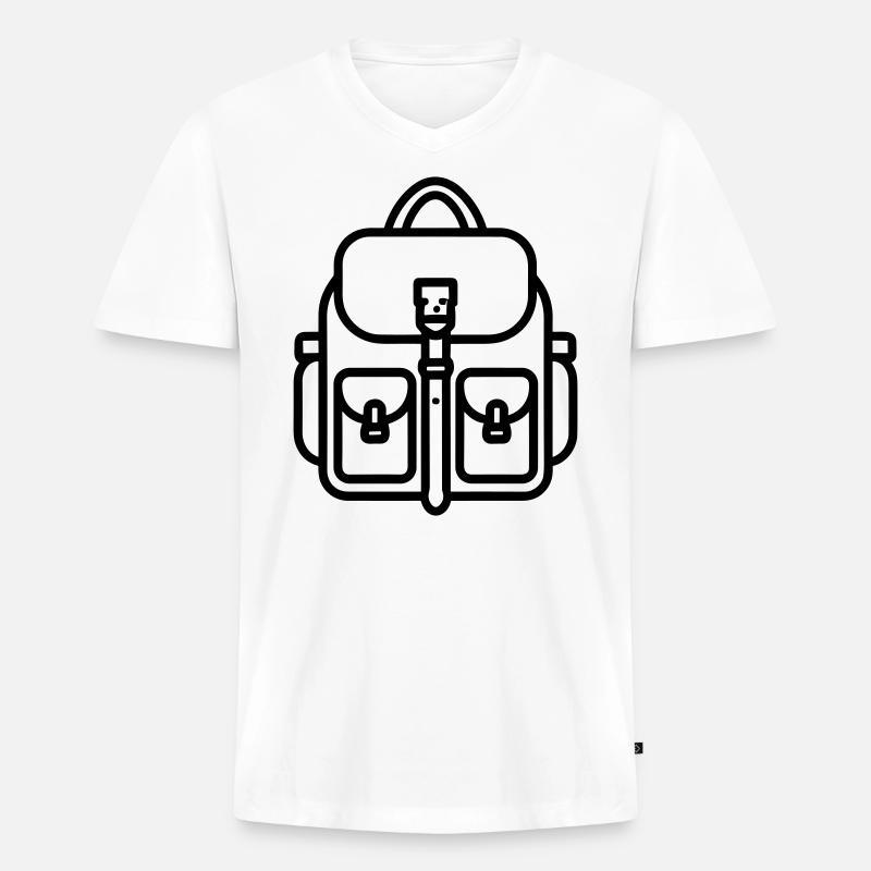 Rucksack - Männer Premium Bio T-Shirt mit V-Ausschnitt - Weiß