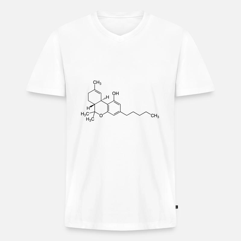 THC, Cannabis - Männer Premium Bio T-Shirt mit V-Ausschnitt - Weiß