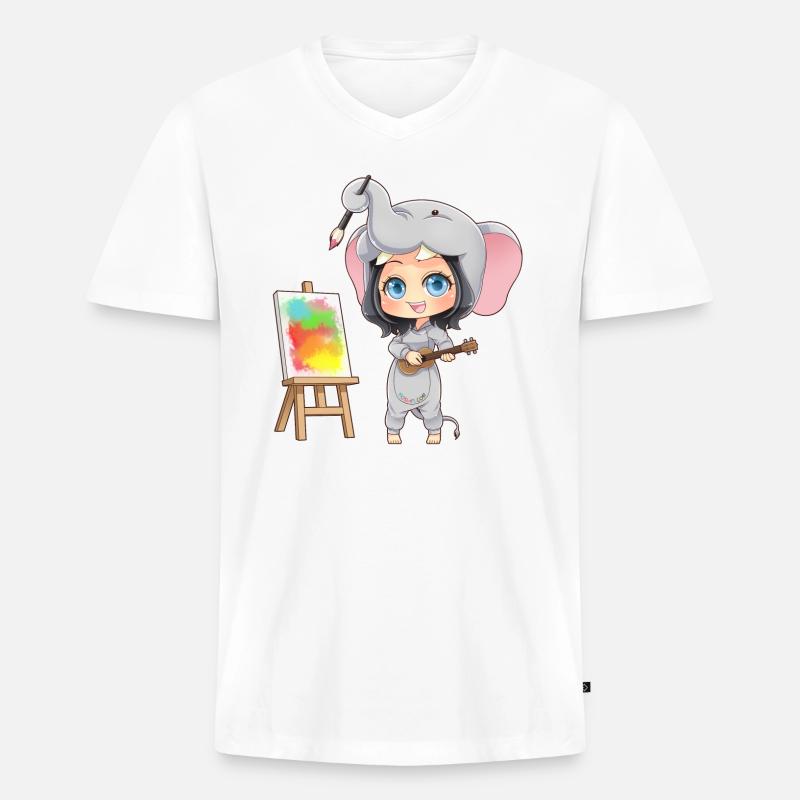MOSBIES Elefant Lehrer Kindergarten Geschenk - Männer Premium Bio T-Shirt mit V-Ausschnitt - Weiß