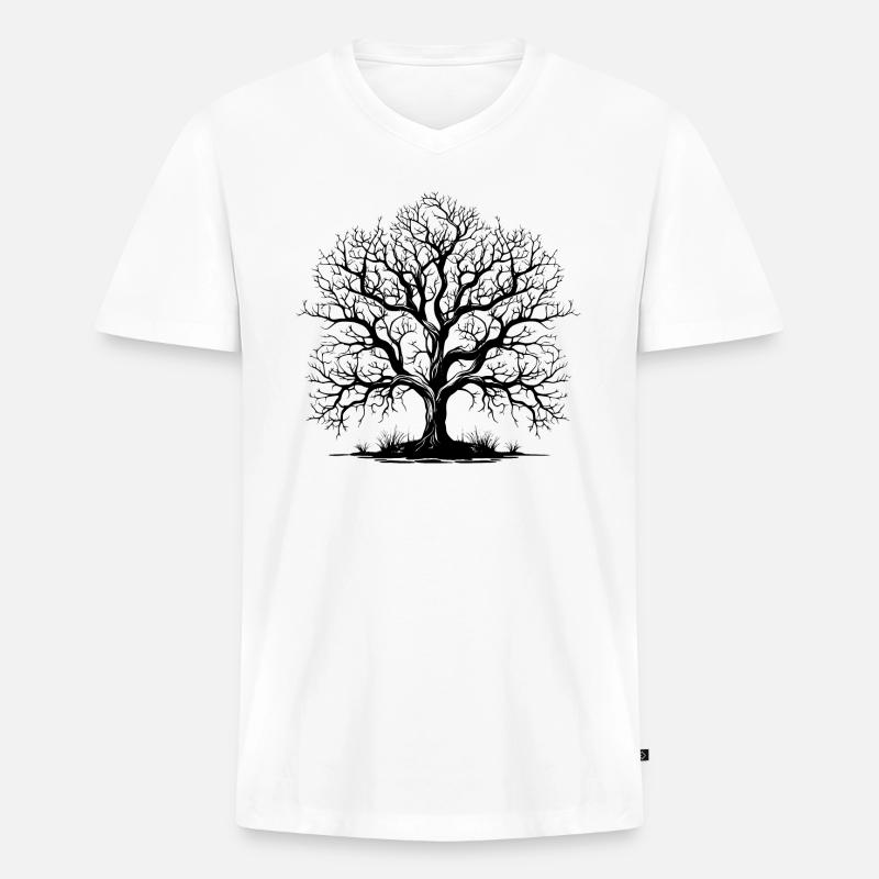 Baum ohne Blätter - Männer Premium Bio T-Shirt mit V-Ausschnitt - Weiß