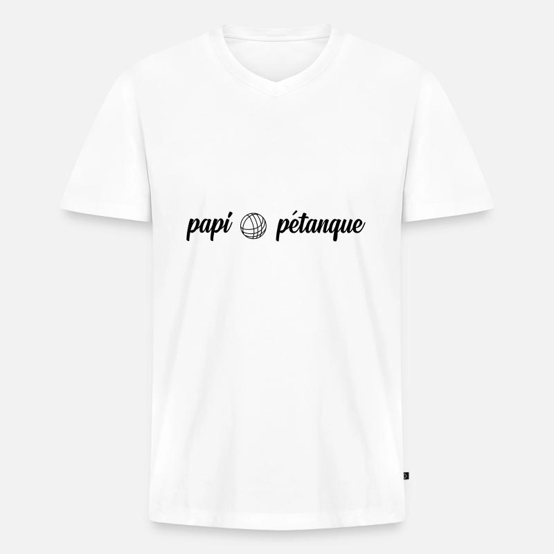 Papi Petanque - Männer Premium Bio T-Shirt mit V-Ausschnitt - Weiß