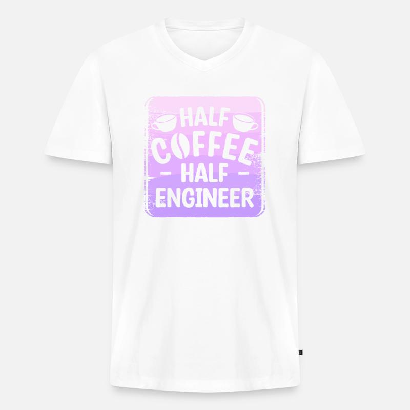 Half Coffee Half Engineer Engineering - Men's Premium Organic T-shirt with V-neck - undefined