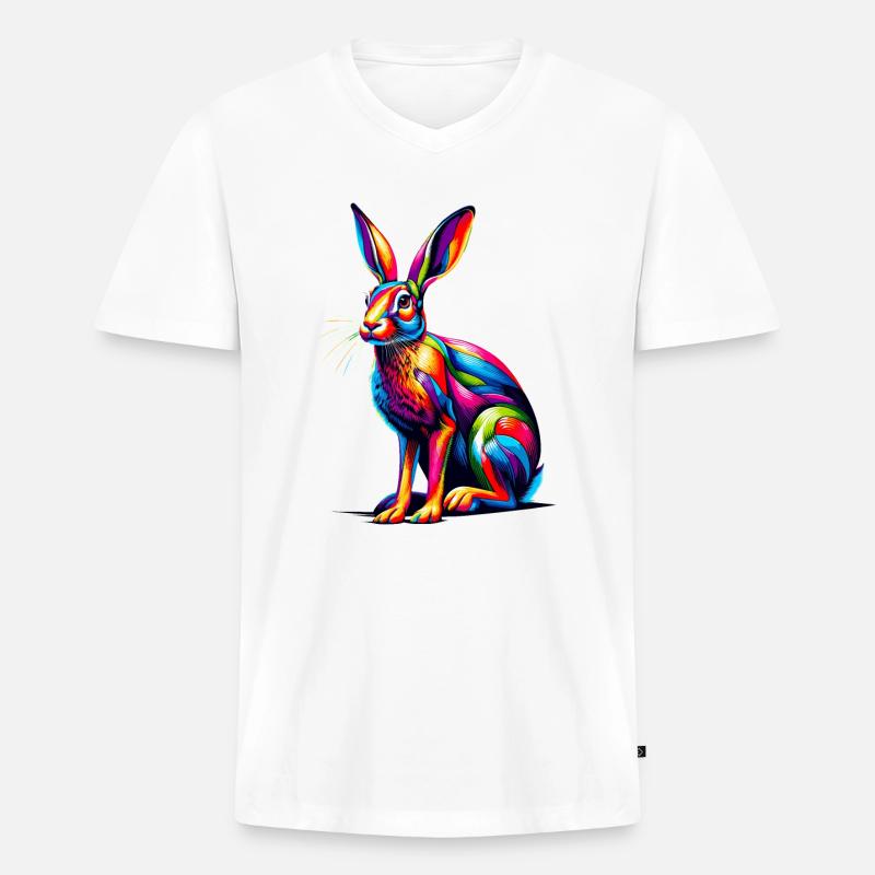 Bunte Pop Art Jackrabbit Jackrabbits - Männer Premium Bio T-Shirt mit V-Ausschnitt - undefined