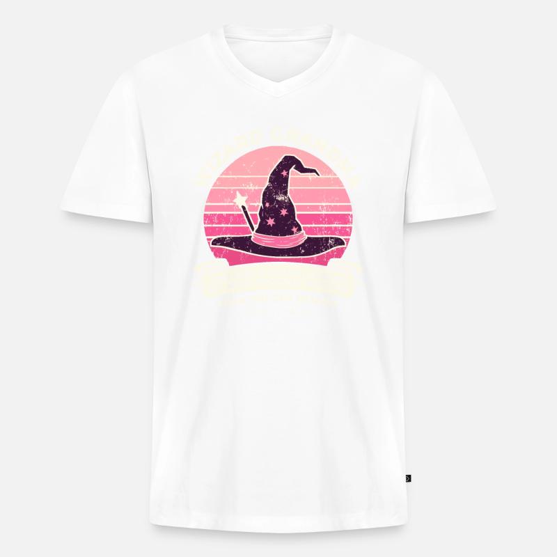 Zauberer-Oma Enkelkind Großmutter - Männer Premium Bio T-Shirt mit V-Ausschnitt - undefined