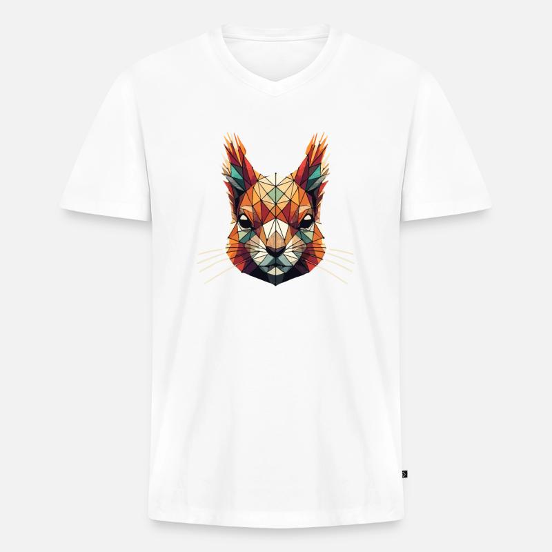 Geometrische Kunst Rote Eichhörnchen Eichhörnchen - Männer Premium Bio T-Shirt mit V-Ausschnitt - undefined
