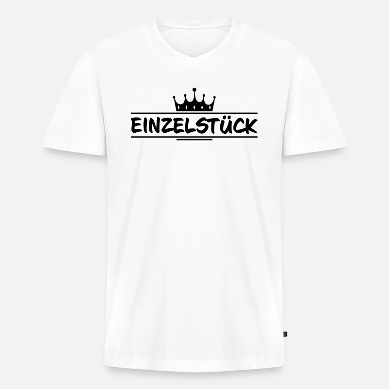 Einzelstück Krone - Männer Premium Bio T-Shirt mit V-Ausschnitt - Weiß