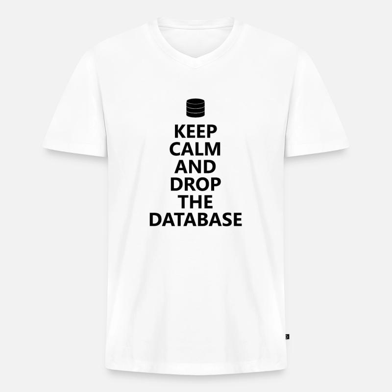 Datenbank - Drop Database - Männer Premium Bio T-Shirt mit V-Ausschnitt - Weiß