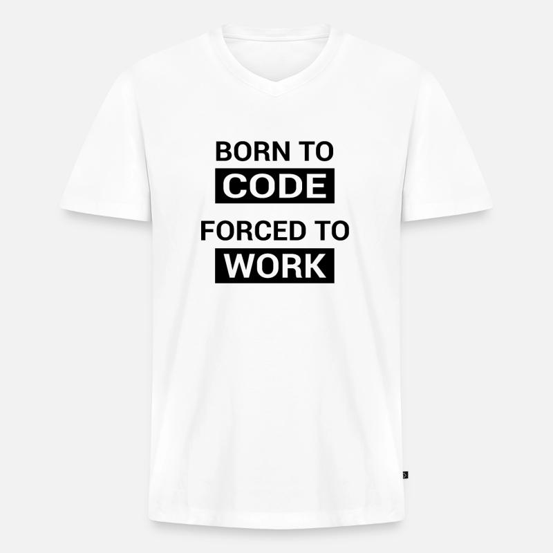 Programmer Born to Code - Männer Premium Bio T-Shirt mit V-Ausschnitt - Weiß