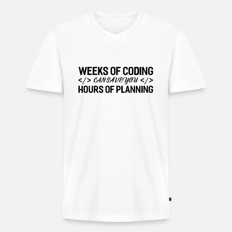 Programmierer Wochen Von Coding - Männer Premium Bio T-Shirt mit V-Ausschnitt - Weiß
