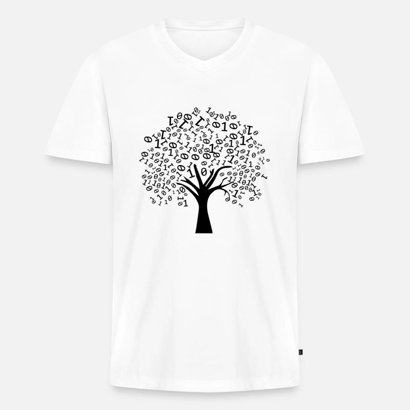 Programmer Binary Tree - Men's Premium Organic T-shirt with V-neck - white