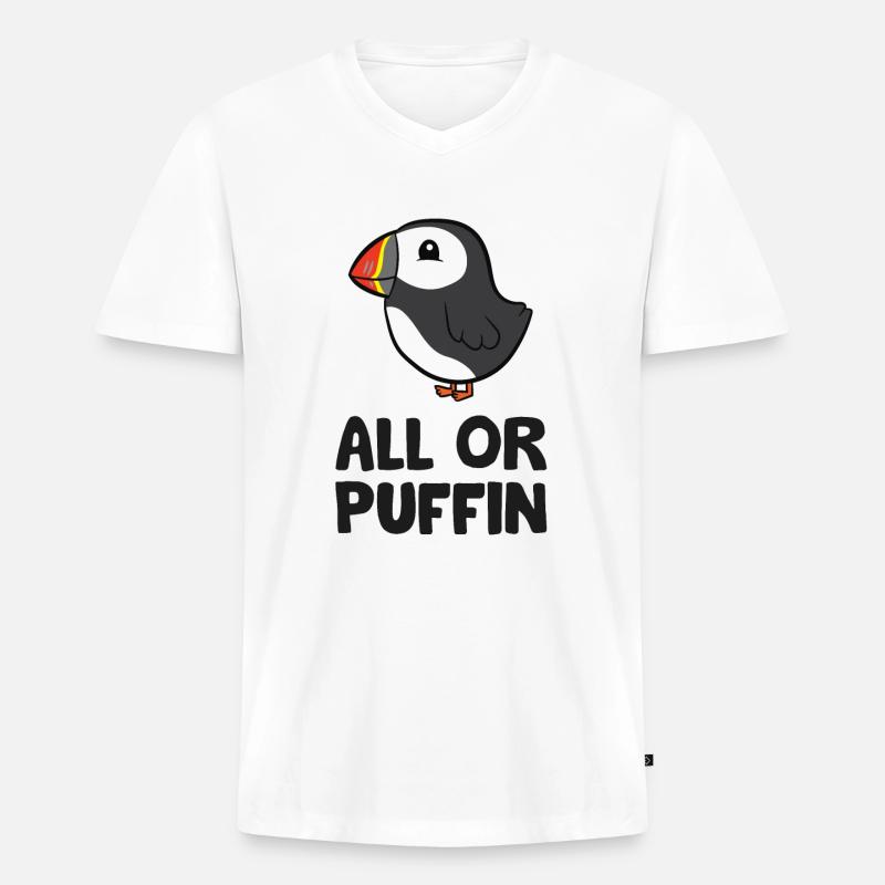 Alles oder Papageientaucher Lustige - Männer Premium Bio T-Shirt mit V-Ausschnitt - Weiß