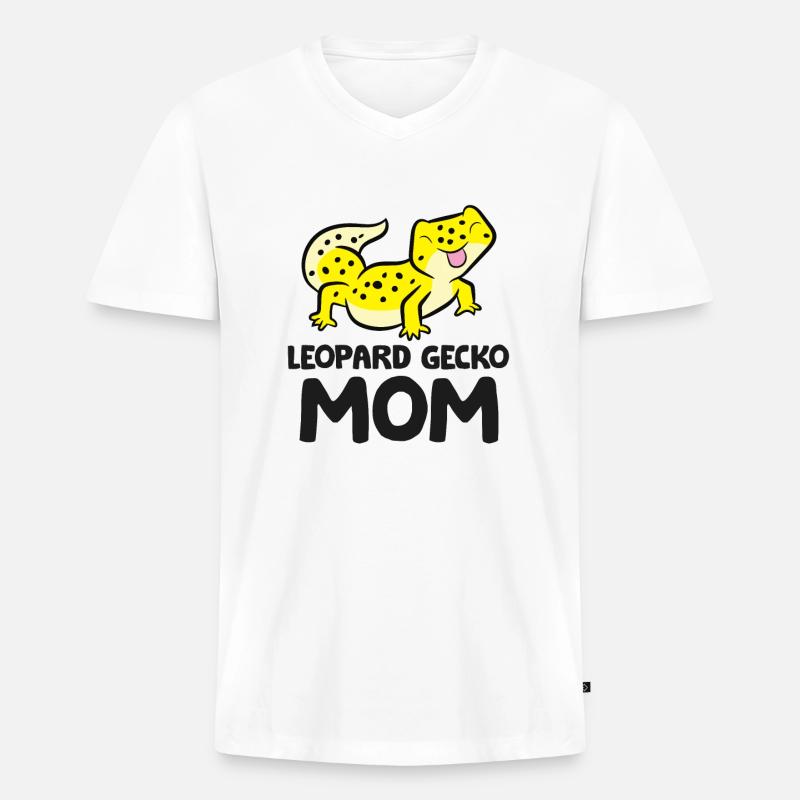 Leopardgecko Mama Eidechse Reptil Leopardgecko - Männer Premium Bio T-Shirt mit V-Ausschnitt - Weiß