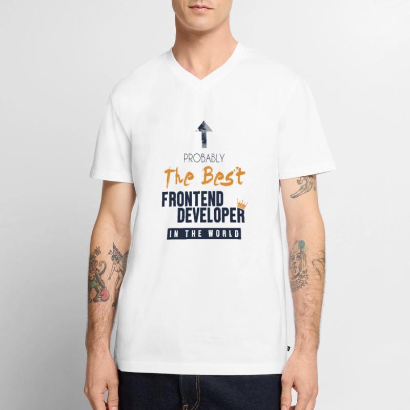 Best Frontend Developer World Developer Coder Männer Premium Bio T-Shirt mit V-Ausschnitt