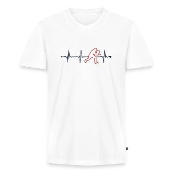 Padel Heartbeat Paddle Tennis Padel Tennis Padel - T-shirt encolure en V Premium bio Homme - blanc - Devant - Nico (187cm)