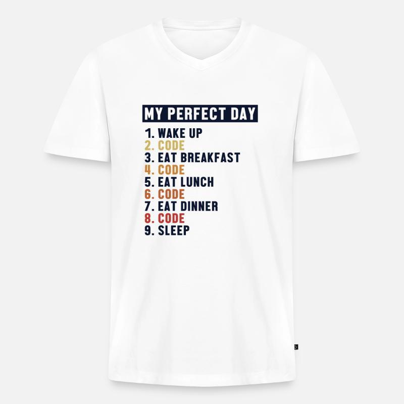 Coding Perfect Day Developer Softwareingenieur - Männer Premium Bio T-Shirt mit V-Ausschnitt - Weiß