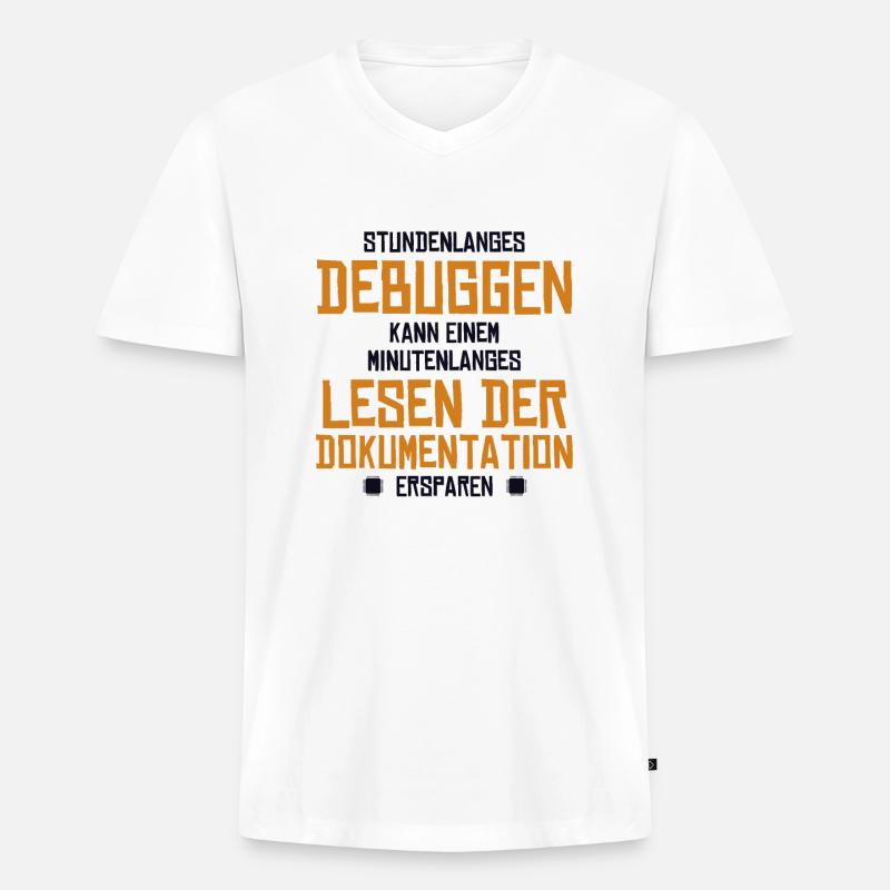 Stundenlanges Debuggen Softwareingenieur Coder - Männer Premium Bio T-Shirt mit V-Ausschnitt - Weiß