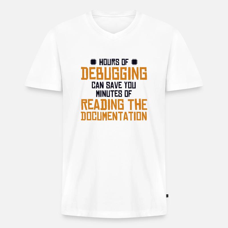 Hours Of Debugging Softwareingenieur Developer - Männer Premium Bio T-Shirt mit V-Ausschnitt - Weiß