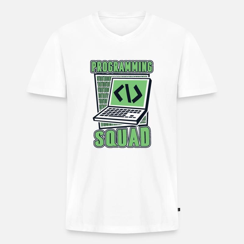 Programming Squad Softwareentwickler Developer - Männer Premium Bio T-Shirt mit V-Ausschnitt - Weiß