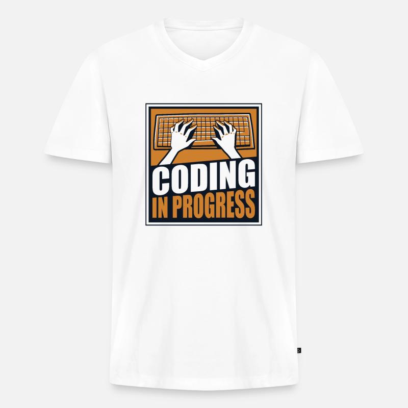 Coding In Progress Softwareingenieur Developer - Männer Premium Bio T-Shirt mit V-Ausschnitt - Weiß