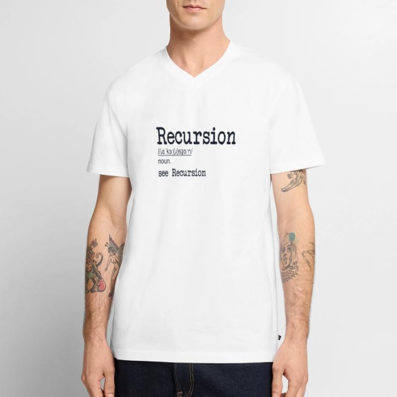 Recursion Definition Developer Coder Programmierer Männer Premium Bio T-Shirt mit V-Ausschnitt