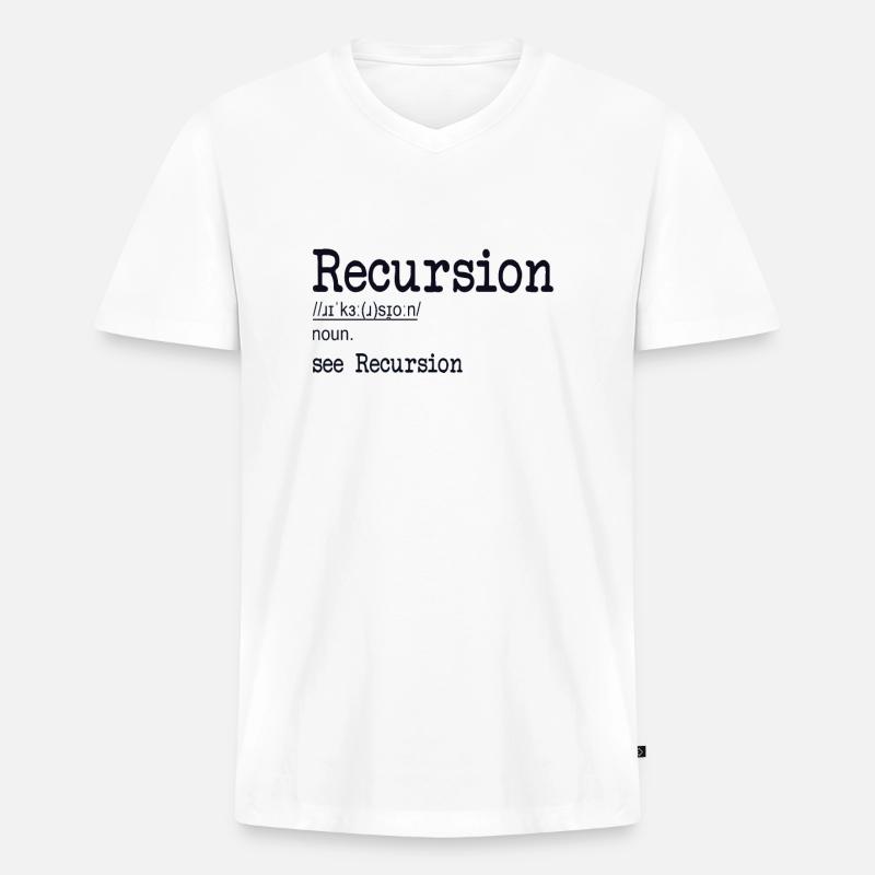 Recursion Definition Developer Coder Programmer - Men's Premium Organic T-shirt with V-neck - white